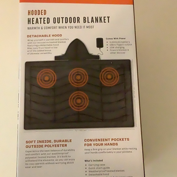 Avalanche Unisex Warming Hooded Wrap With USB Plug, New In Box - Picture 7 of 8